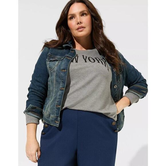 Torrid Denim Trucker Jacket - Medium Wash - Picture 1 of 7